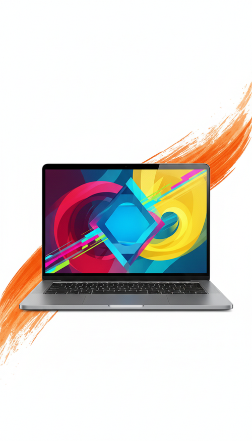 Open Laptop with Vibrant Interface